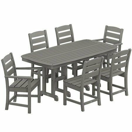 POLYWOOD Lakeside 7-Piece Slate Grey Dining Set with Nautical Table 633PWS6241GY